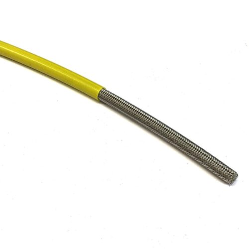 RM YELLOW HOSE 1 METER 600-03, STAINLESS STEEL BRAIDED HOSE, 600-03YE / PTFE / PVC COVERED, BUILDALINE