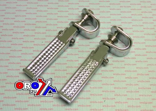 FOOT REST PEG SET UNIVERSAL FOLDING STEEL ALL CHROME FINISH