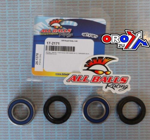 WHEEL BEARING KIT FRONT 00-22 HON CB/CBR/YAM FZ/MT/YZF-R, ALLBALLS 25-1378 ROAD