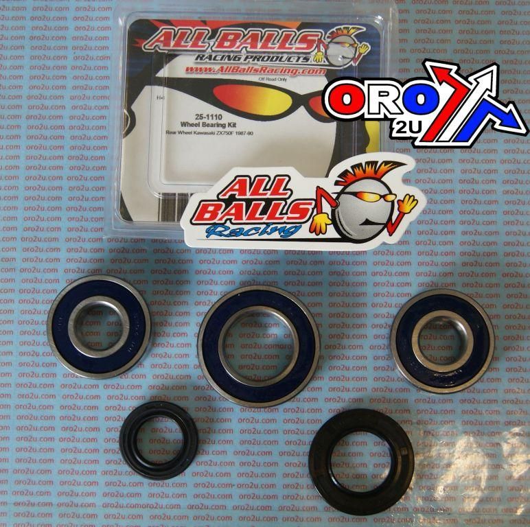WHEEL BEARING KIT REAR 87-90 KAW ZX750 NINJA, ALLBALLS 25-1110 ROAD