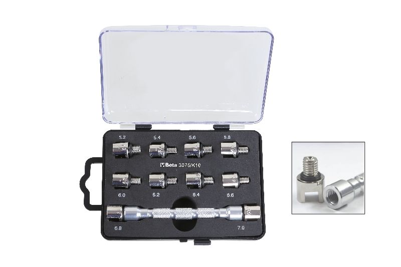 Universal Wrench Set with Interchangeable Head and 10 Bits for Wheel Spokes - Beta Tools 3075/K10