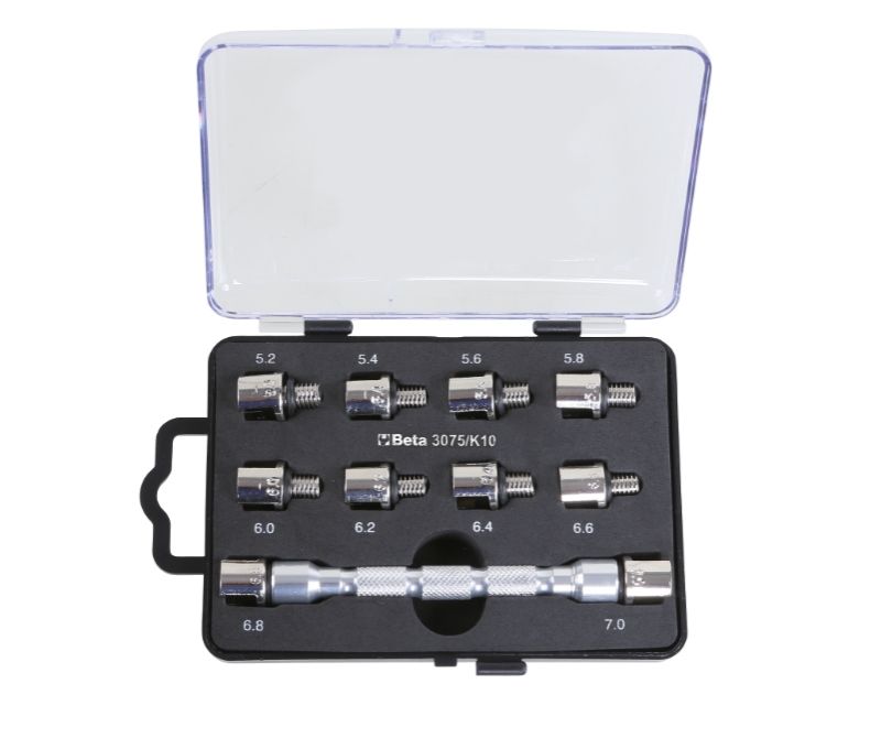 Universal Wrench Set with Interchangeable Head and 10 Bits for Wheel Spokes - Beta Tools 3075/K10 - Image 4