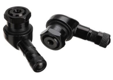 (PACK OF 2) TUBELESS BOLT ON TYRE VALVE, 10mm x 11.3mm 90Â° DEGREE STEM, BLACK