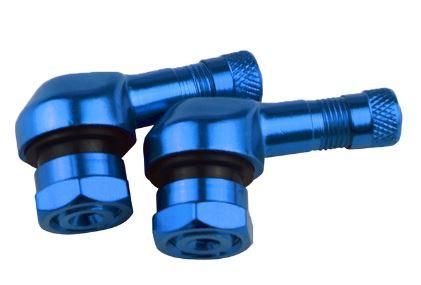 (PACK OF 2) TUBELESS BOLT ON TYRE VALVE, 10mm x 11.3mm 90Â° DEGREE STEM, BLUE
