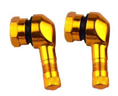 (PACK OF 2) TUBELESS BOLT ON TYRE VALVE, 10mm x 11.3mm 90Â° DEGREE STEM, GOLD