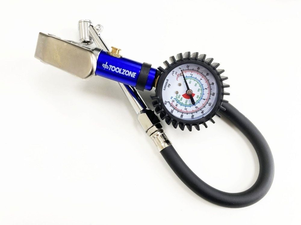 TYRE INFLATOR WITH CHUCK HOSE 220psi 1/4" AIR INLET 310mm HOSE - TOOLZONE KDPAU361 - Image 8