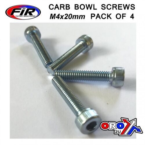 M4 x 20mm PK/4 CARB FLOAT BOWL, STEEL BZP SCREWS PACK OF 4, / RE 08-9640.020