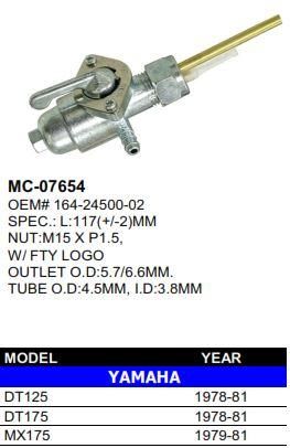 FUEL PETCOCK TAP YAMAHA 1967 – 1981 DT125 175MX 164-24500-02 304-24500-00 164-24500-02-00