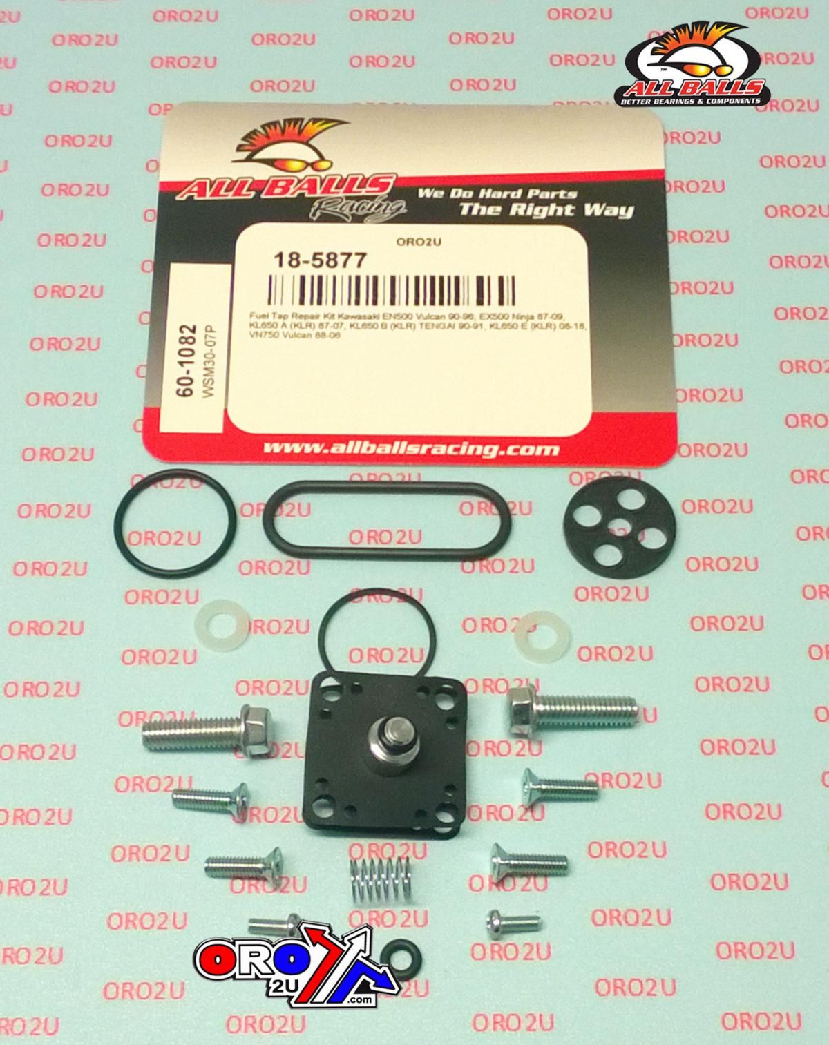 FUEL TAP REPAIR KIT ALLBALLS, ALLBALLS 60-1082 KAW EN/EX/KL/KX/VN/ZX 250-750 82-18