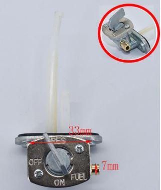 FUEL TAPE PETCOCK UNIVERSAL SHORT STUB FROM TANK C-TO-C 33-34mm OUTLET FOR 6mm HOSE