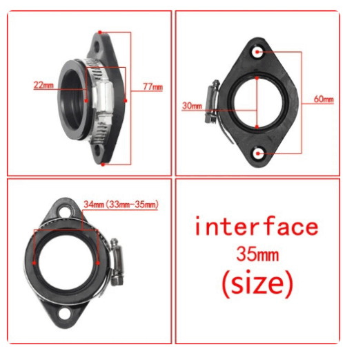 FLANGE 34 36mm x 60mm C-TO-C HOLES CARBURETOR RUBBER MANIFOLD PWK