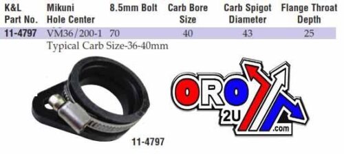 FLANGE 70 x DIA 40mm VM36/200, K&L 11-4797 MIKUNI 36-40mm Made in Japan.