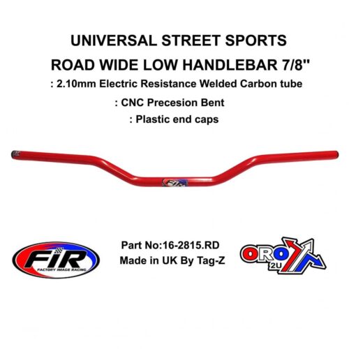 ROAD WIDE LOW HANDLEBAR 7/8”, STREET SPORTS UNIVERSAL RED, / REN REF : 749-02