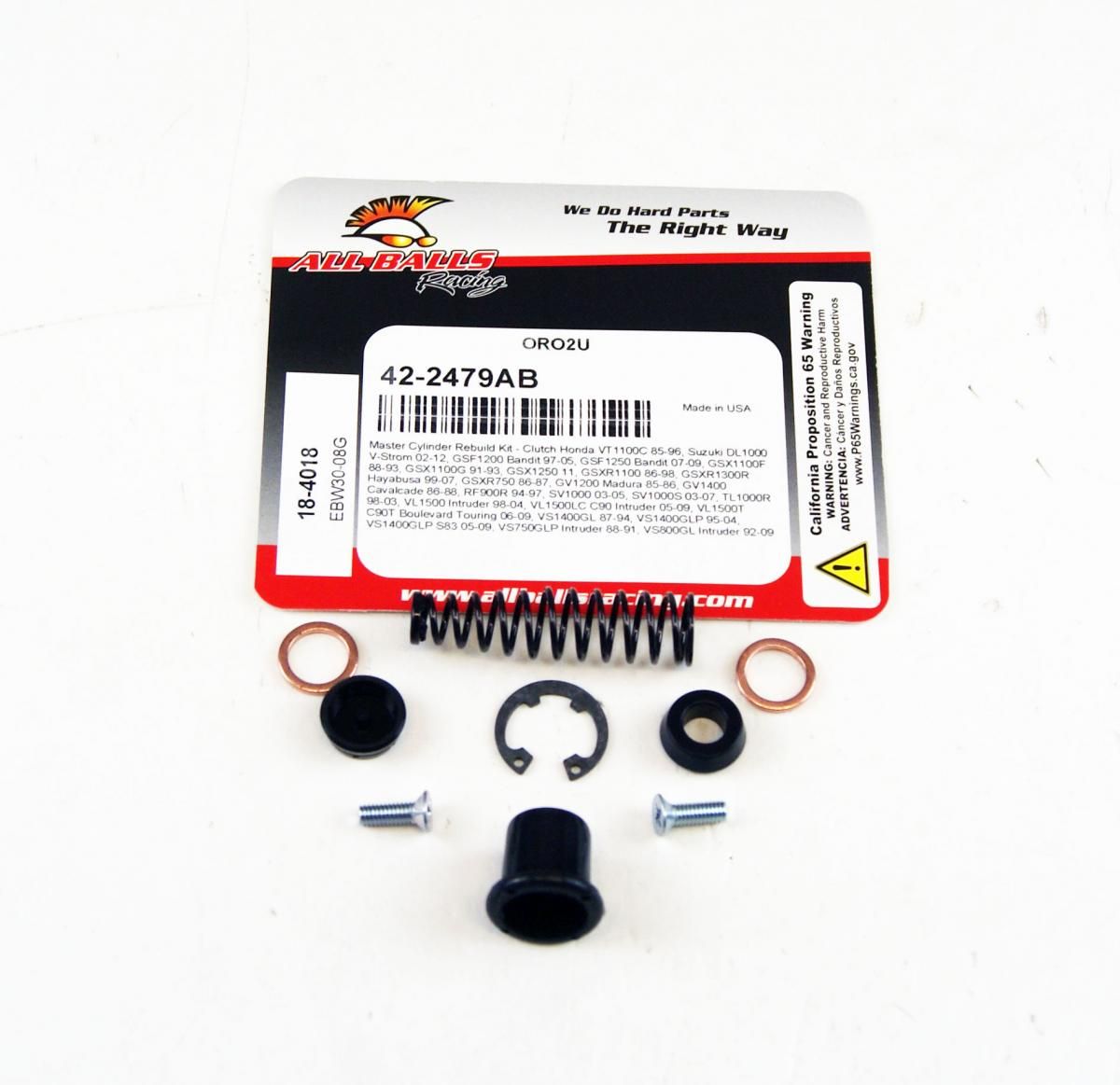CLUTCH MASTER CYL REBUILD KIT ALLBALLS, ALLBALLS 18-4018 HON VT1100, SUZ GSF/DL/GSXR/GV/VL/VS