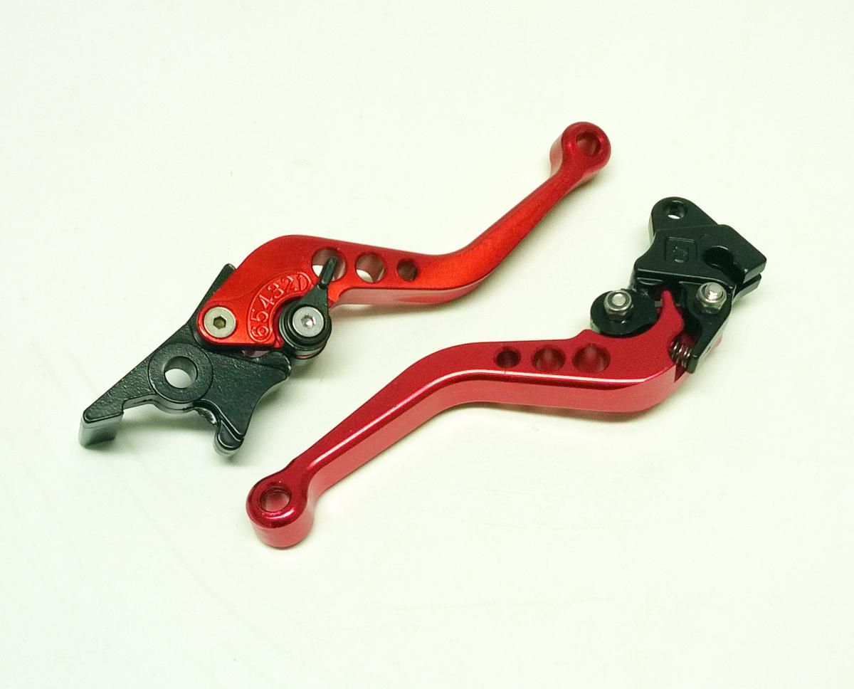 LEVER SET CNC KTM 990 DUKE 6 positions lever adjustment., BLACK / RED - Image 2