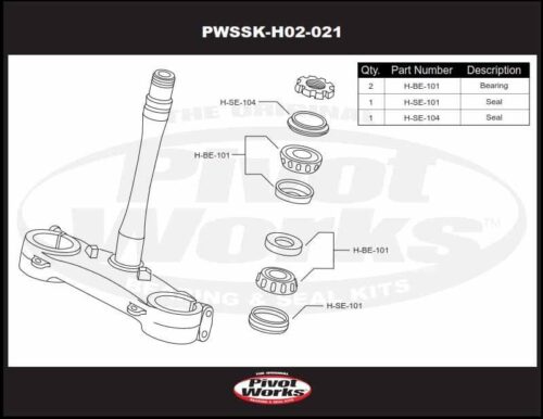 STEERING BEARING KIT CR, PIVOT WORKS PWSSK-H02-021, CR125R 93-07, CR250R 92-07, CRF250R 04-09, CRF250RX 19-20, CRF250X 04-17, CRF450L 19-20, CRF450R 02-