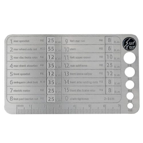 TORQUE CARD AND BOLT SIZE GUAGE SURRON LIGHT BEE X S
