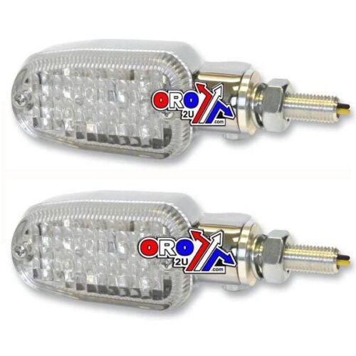 INDICATORS ALUMINUM CHROME SET/2, CLEAR LENS, LED UNIVERSAL E MARKED, 2 WIRE, 26-7704CM