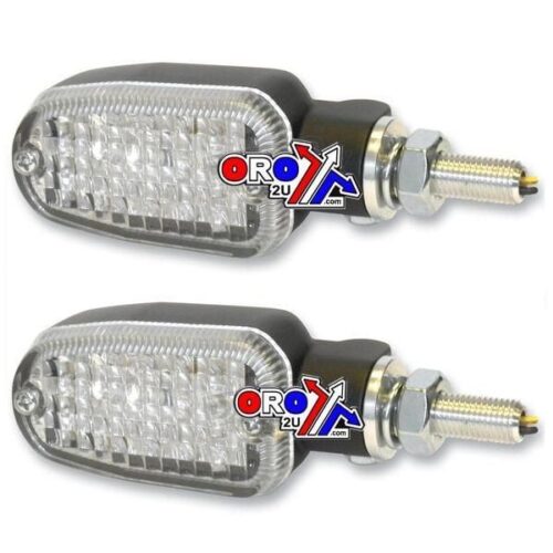 INDICATORS ALUMINUM BLACK SET/2, CLEAR LENS, LED UNIVERSAL E MARKED, 3 WIRE, 26-7705BK