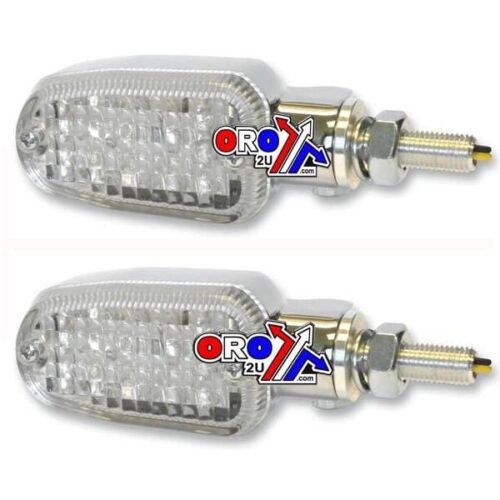 INDICATORS ALUMINUM CHROME SET/2, CLEAR LENS, LED UNIVERSAL E MARKED, 3 WIRE, 26-7705CM