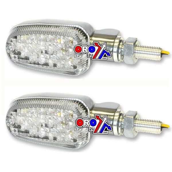 INDICATORS ALUMINUM POLISHED SET/2, CLEAR LENS, LED UNIVERSAL E MARKED, 3 WIRE, 26-7705