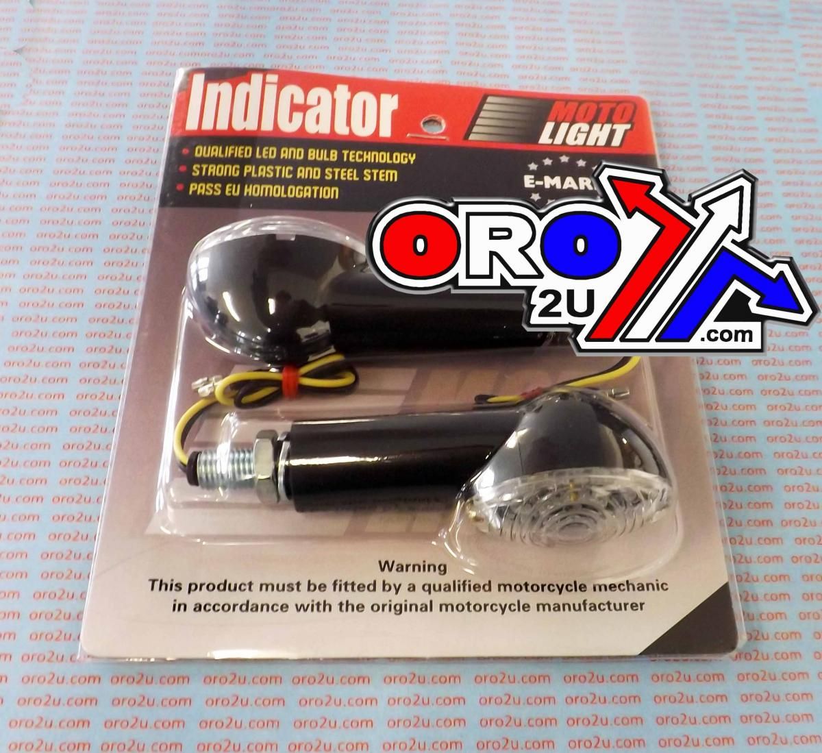 LED INDICATORS CLEAR SET/2 40mm Black Housing E MARKED. MT-003-C-BK40