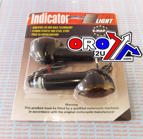 INDICATORS SMOKE 40mm SET/2 Black Housing inc Bulb E MARKED. MT-003-S-BK40