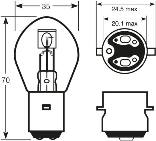 LIGHT BULB 6V 35/35W BA20D BOSCH CAP