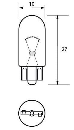 LIGHT BULB 12V 3W CAPLESS T10