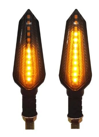 2pcs TURN SIGNALS FLOWING 12 LED LIGHT INDICATOR AMBER BLINKER 12V M10 APPROVED E-MARK E24