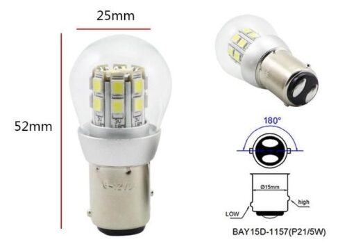 LED BULB 6V 12V 21W 5W EACH BAY15D-1157 P21/5W