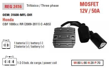 REGULATOR VOLTAGE CBR1000RA, 31600-MFL-D01 AHA6054 ROAD, CBR 1000 RR 2009-2014 C-ABS - Image 8