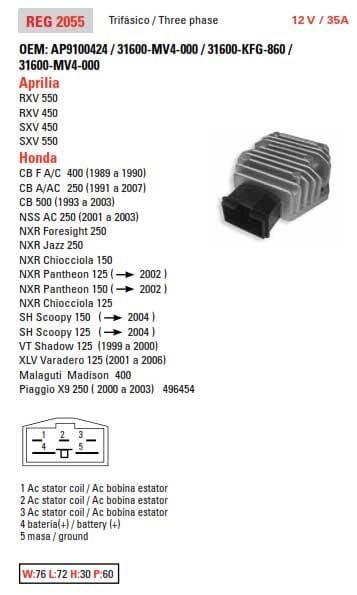 REGULATOR MOSFET 31600-MV4-000, -010, 31600-KY2-702 31600-KY2-703, ESP2344 HONDA ROAD, 83-94611 - Image 5