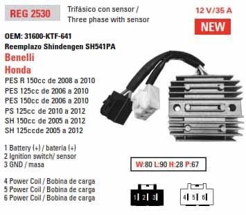REGULATOR Honda SH125 / SH150i, AHA6076, 31600-KTF-641, ROAD ESP2530 - Image 3