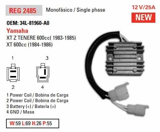 REGULATOR Yamaha XT600 1984-89, AYA6060, 34L-81960-A0-00 - Image 2