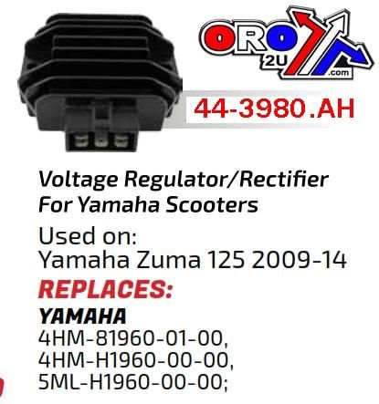 REGULATOR Yamaha SCOOTERS, AYA6035, 5ML-H1960-00-00 ZUMA, ROAD, 4HM-H1960-00-00