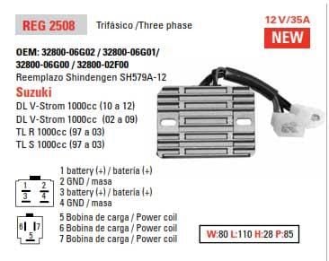REGULATOR 12v / 25A DZE 02508-04 REG 2508, 32800-06G02 / 32800-06G01/ 32800-06G00 / 32800-02F00, SH579A-12
