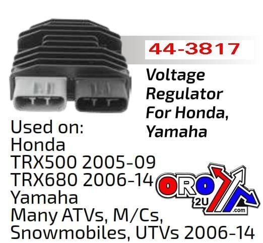 VOLTAGE REGULATOR HON/YAM, AHA6058 219-800-252 31600-HP0-A01 31600-HR0-F01 1D7-81960-01-00, TRX 680cc F (2006-2014) 2009-14 GRIZZLY 550 EPS 2006-14 GRIZZLY 700 EPS - Image 3