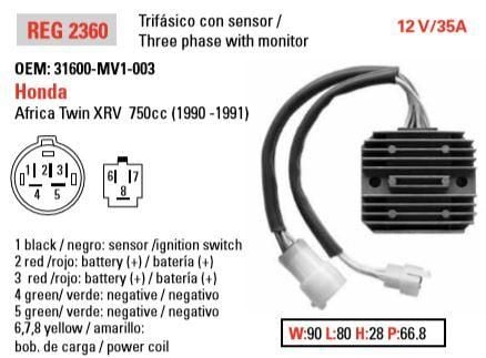 REGULATOR 31600-MV1-003, Honda XRV750 Africa Twin, AHA6065 - Image 3