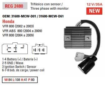 REGULATOR 12V VFR800, ARROWHEAD AHA6104, 31600-MCW-D01 HONDA