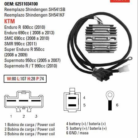 REGULATOR KTM ROAD HOT SHOT, ARROWHEAD AKM6004, 62511034100, 62511034000