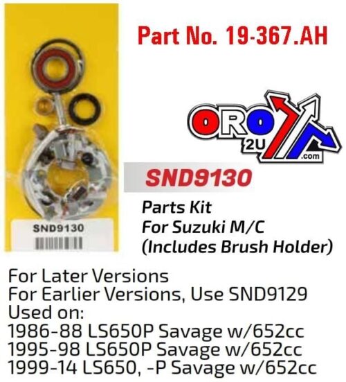 STARTER MOTOR REPAIR KIT, SUZUKI LS650 86-14 SND9130, ARROWHEAD SND9130