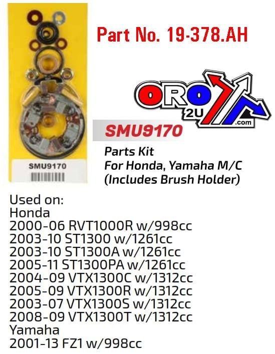 STARTER MOTOR REPAIR KIT, HONDA VTX1300 RVT SMU9170, YAMAHA 2001-2013 FZ1 w/998cc - Image 2