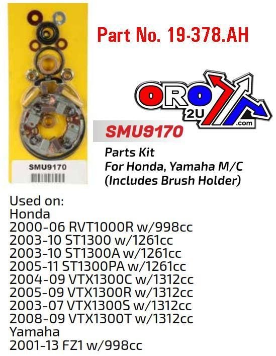 STARTER MOTOR REPAIR KIT, HONDA VTX1300 RVT SMU9170, YAMAHA 2001-2013 FZ1 w/998cc