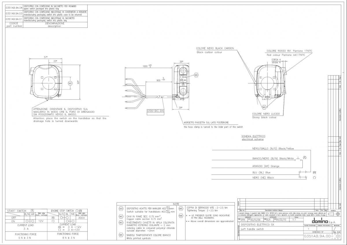 LIGHT SWITCH UNIVERSAL BLACK, DOMINO 0351AB.9A.04-00