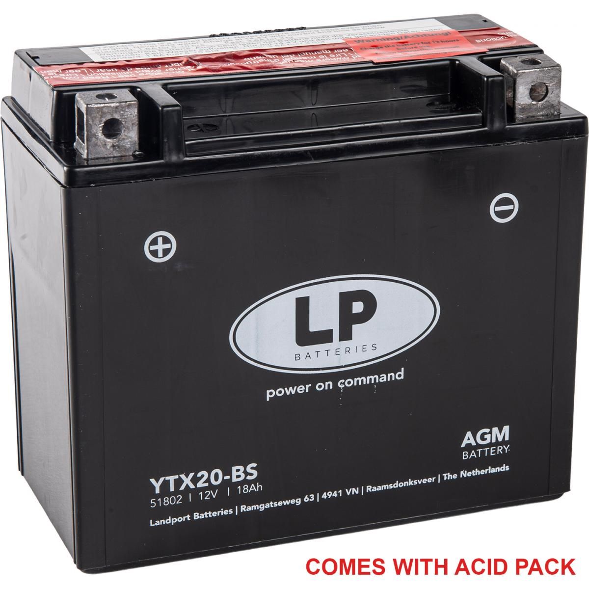 BATTERY LTX20-BS 12V 18Ah. MF, LANDPORT Maintenance Free, 81802 MB YTX20-BS AGM - Image 2