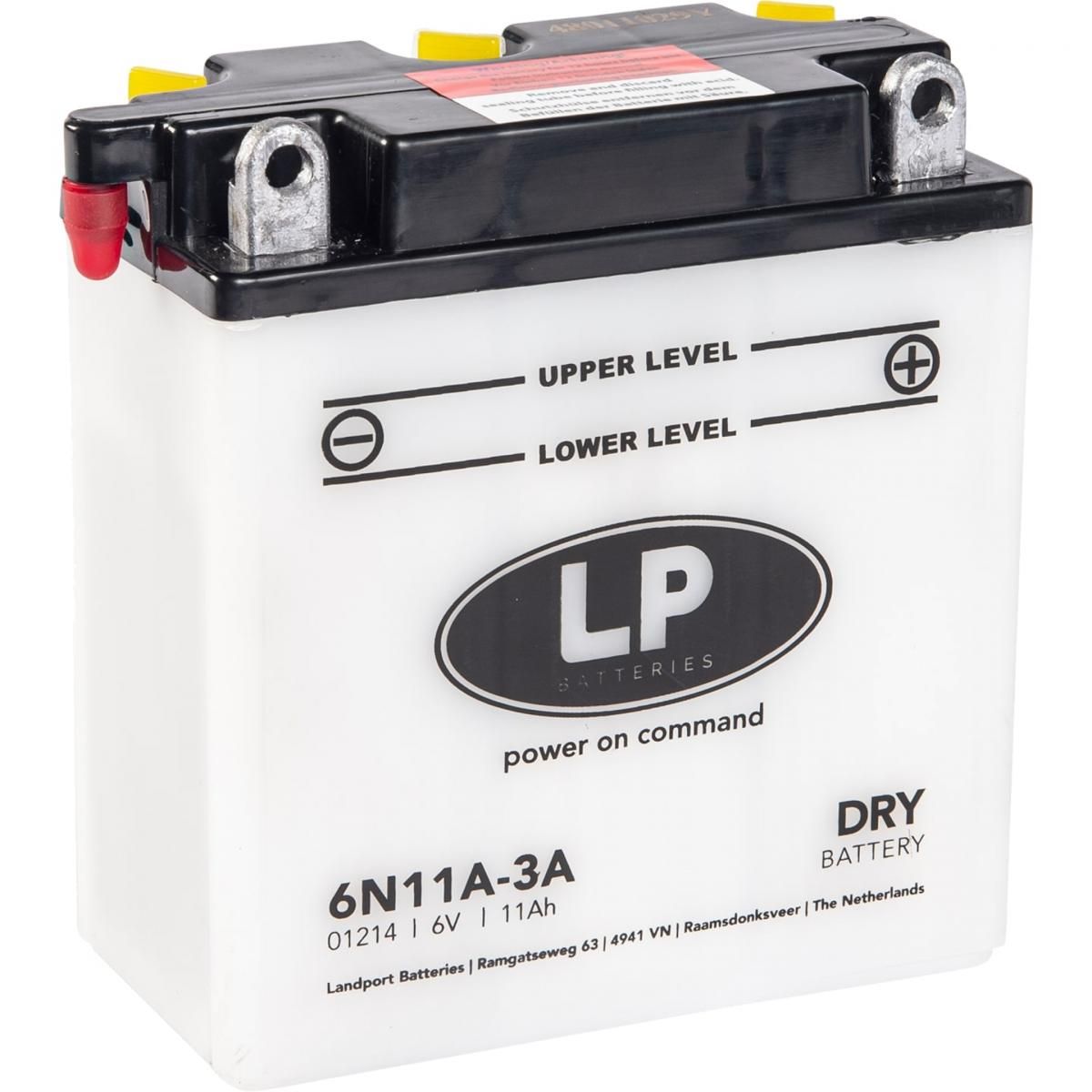 BATTERY 6N11A-3A 6V 11AH, LANDPORT 01214 DRY, ROAD, MC MB 6N11A-3A