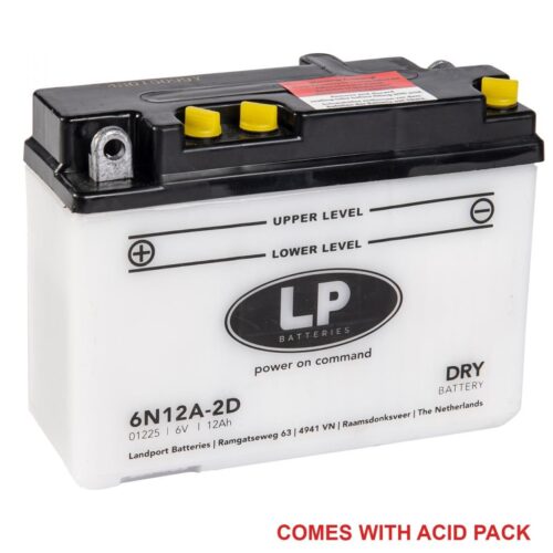 BATTERY 6N12A-2D 6V 12AH, LANDPORT WITH ACID PACK, ROAD, MC MA 6N12A-2D