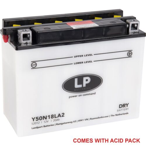 BATTERY L50N18LA2 12V 20Ahr, LANDPORT WITH ACID PACK, ROAD, MC MA Y50N18L-A2, MD L50N18LA2