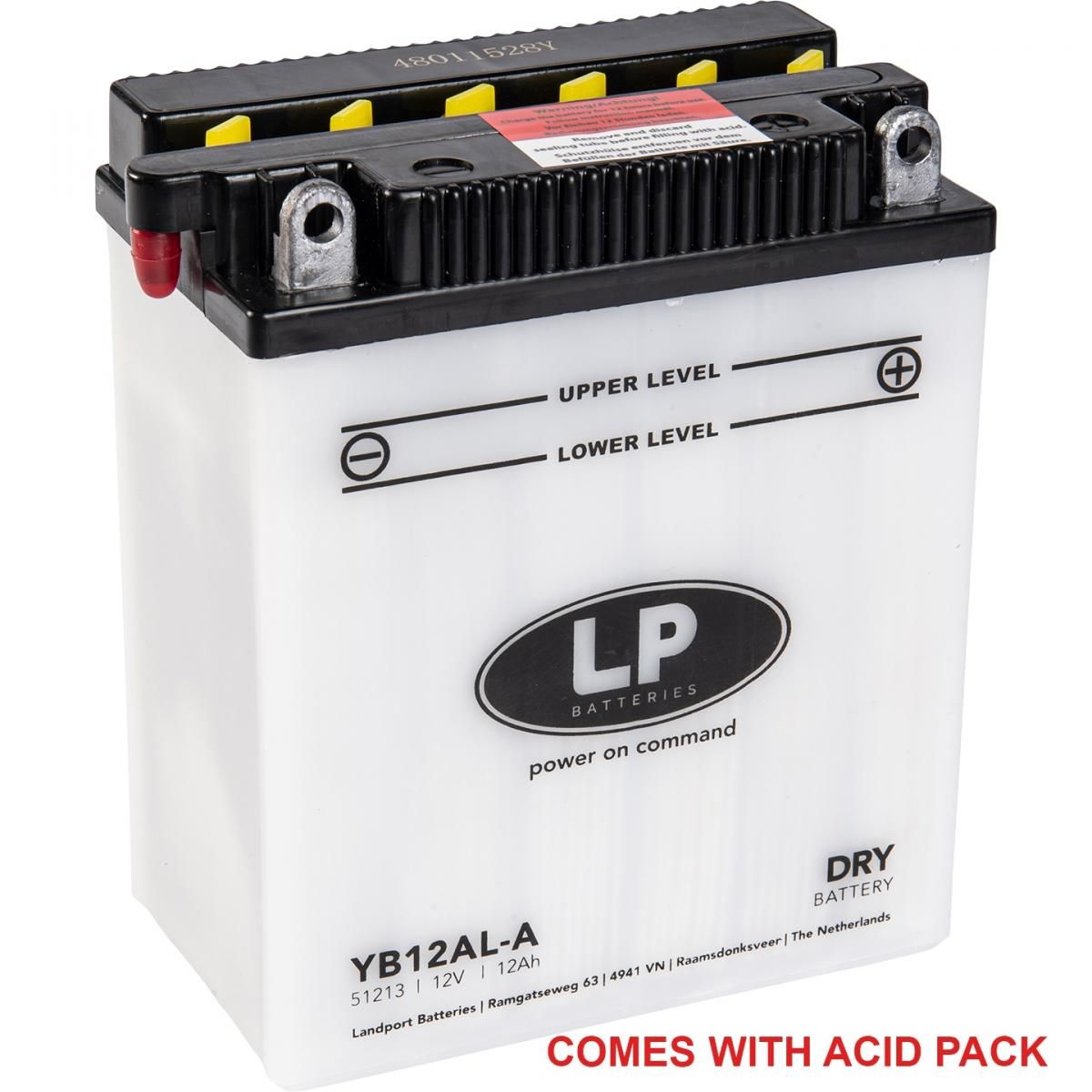 BATTERY LB12AL-A 12V 12Ah, LANDPORT WITH ACID PACK, ROAD, MC MA YB12AL-A - Image 2